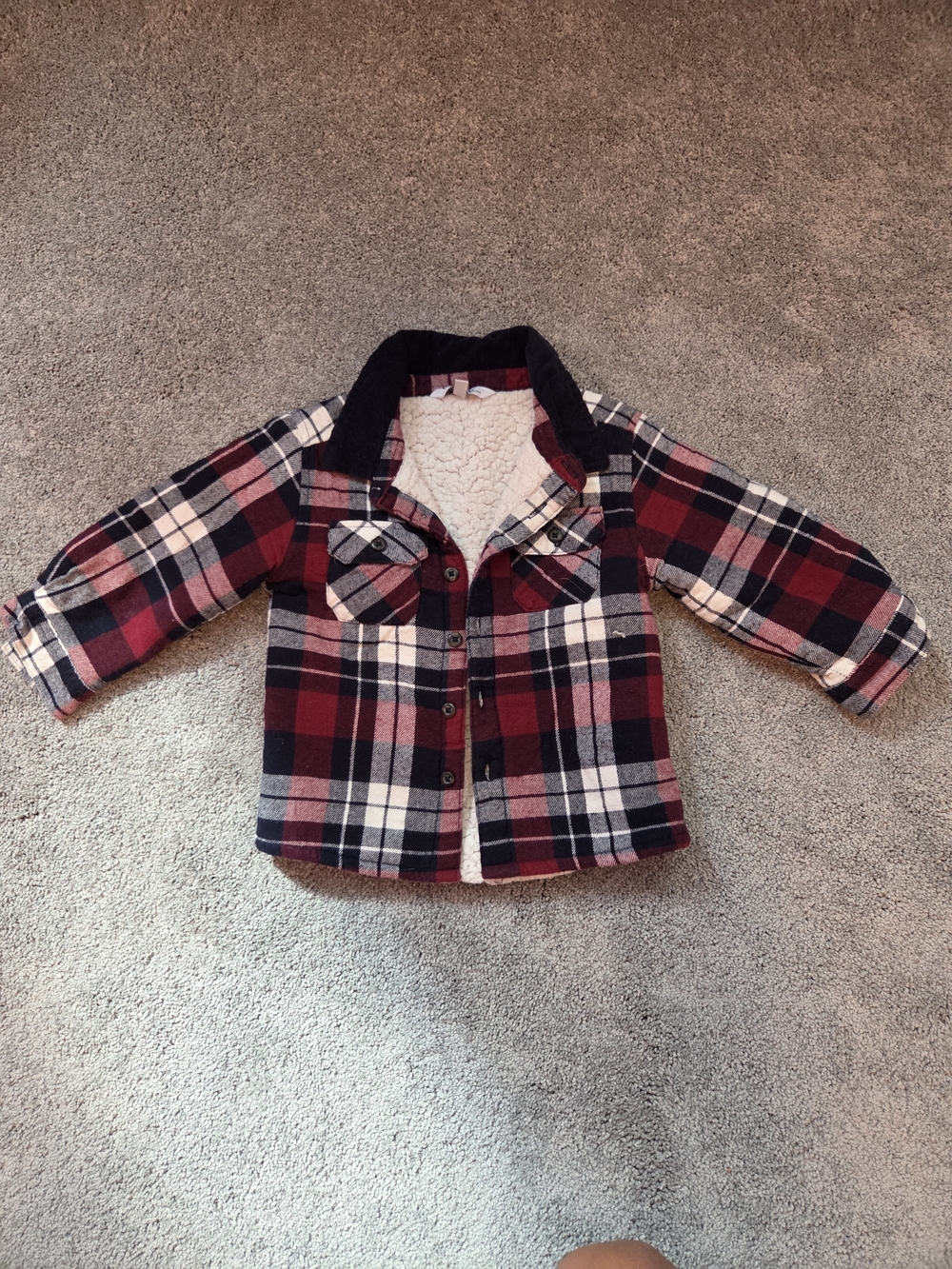 Kids' Red Plaid Sherpa-Lined Shirt Jacket